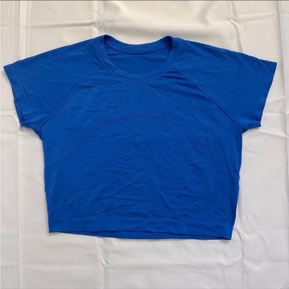 Lululemon cropped swiftly tech short sleeve, Blazer Blue, size 10, EUC - Picture 1 of 3